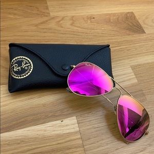 Pink ray bans with gold rim